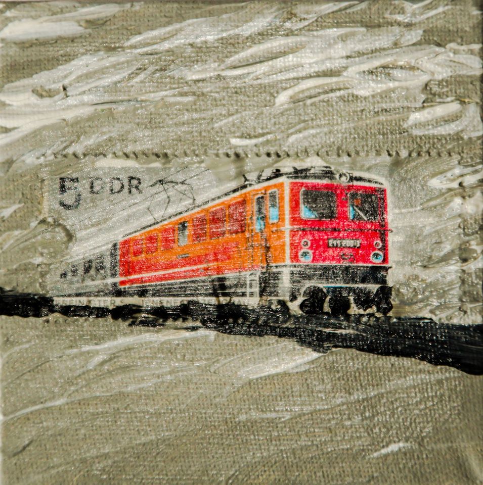 Eisenbahn Briefmarke 2019 Acryl 10x10
